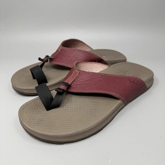 Chaco Mens Playa Pro Thong Loop Sandals Size 9 Cranberry Leather J106615 main image 4